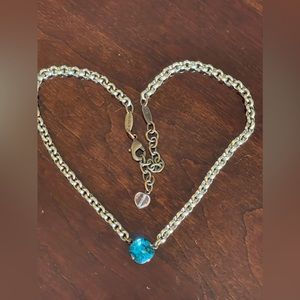Sabika Silver Necklace with Teal Gem